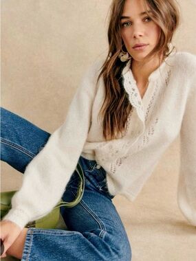 Sezanne Angie Cardigan - Mohair, Ecru